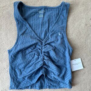 American Eagle Blue Scrunch Tank Top